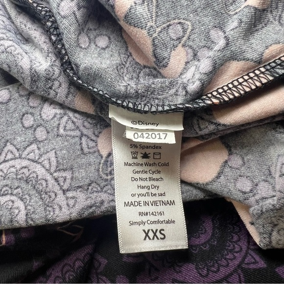 EUC XXS Disney LuLaRoe Irma Tunic Top Short Sleeve, Black, Purple, & Orange 121 - Picture 9 of 9